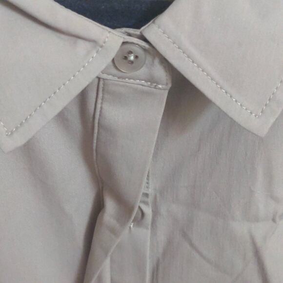 Good American Womens Dart Poplin Shirt Button Up Brown Long Sleeve Pleated 5 New - Picture 3 of 11